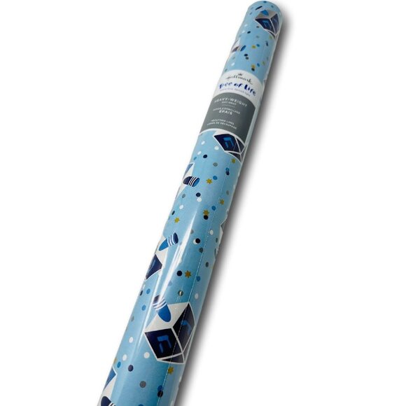 Hallmark Wrapping Paper Hanukkah Dreidel Confetti Blue 45 sq ft Roll Holiday - Picture 2 of 2